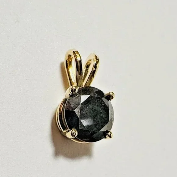2.75ct Natural Black Diamond Pendant • 14K Yellow Gold (Chain Not Included) - Picture 13 of 15